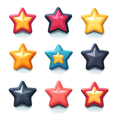 Obraz premium Colorful Star Icons for Games and App Design Elements Set Isolated