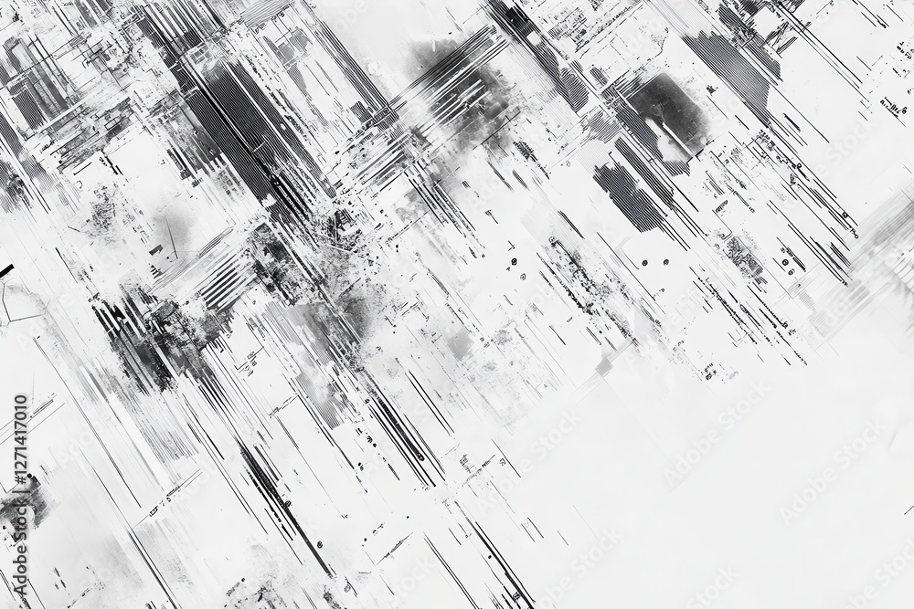 Poster abstract grey circuit line technology pattern on white background, abstract black and white backgrou