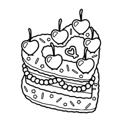 a black and drawing of a sweet layer cake, vector graphic for dessert or celebration