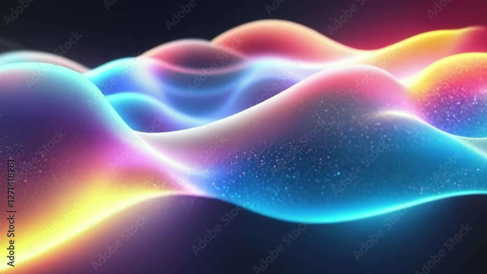 Poster Smooth, colorful light waves flowing seamlessly across the screen. The vibrant gradients and luminous glow create a dynamic and captivating visual