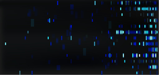 DNA sequence map with genetic data pattern. Abstract chromosome visualization for medical test and analysis. Science and biology bg graphic design with x and y genome evolution. Glitch wallpaper.