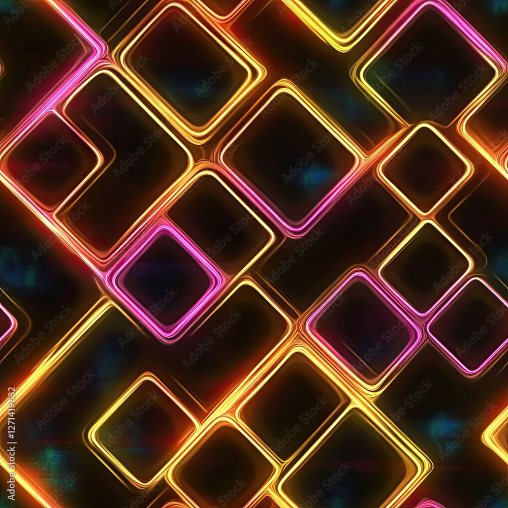 Poster vibrant neon glowing lines dynamic waffle pattern background