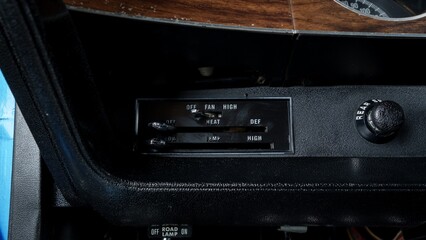 Heater controls in a car