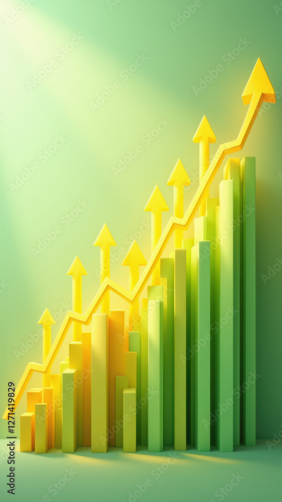 Poster a series of colorful arrows pointing upwards against a gradient background, representing success or 