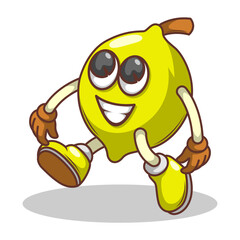 Obraz premium Funny doodle fruit cartoon with cute expression