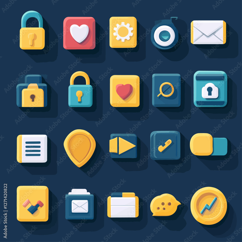 Poster flat design icon set for ui/ux design, app development, and web graphics