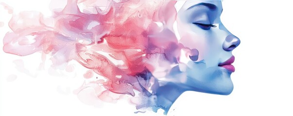 A vibrant artistic depiction of a woman's profile blending colors, evoking emotions and creativity through abstract art.