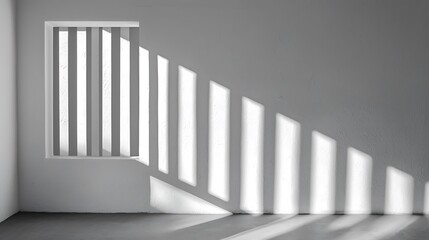 Obraz premium Interior shadows from a barred window on a white wall