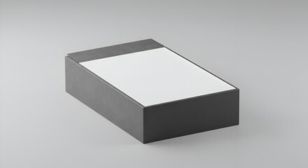 Gray box mockup with blank white paper insert.