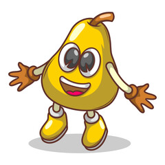 Funny doodle fruit cartoon with cute expression