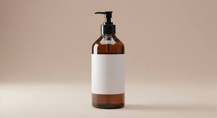Brown pump bottle with blank label.
