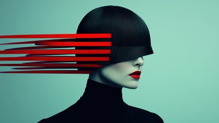 Futuristic fashion portrait with bold red accents
