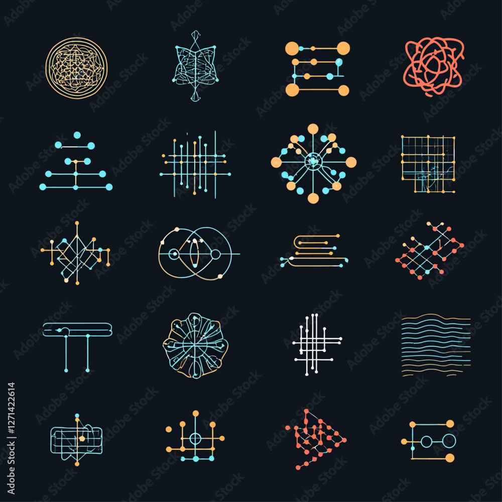 Poster abstract network connection: data visualization, artificial intelligence grid