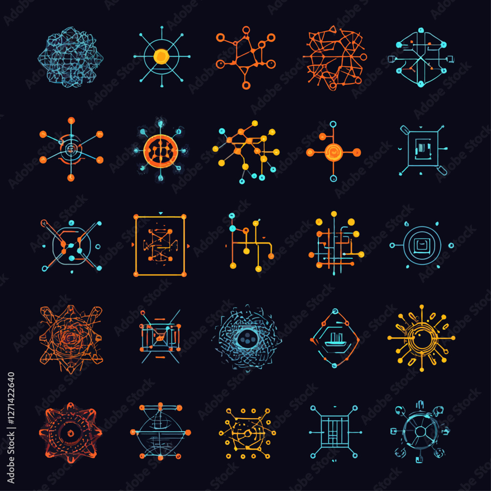 Poster abstract network connections, technology nodes, and science data points