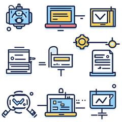 Data workflow automation illustrates process optimization with blue icon.