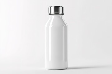 Blank White Insulated Water Bottle Mockup Against a Clean Background