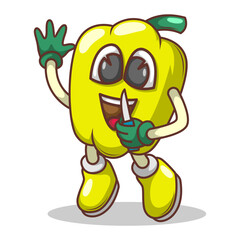 Funny doodle fruit cartoon with cute expression
