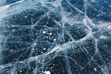 frosty pattern on lake