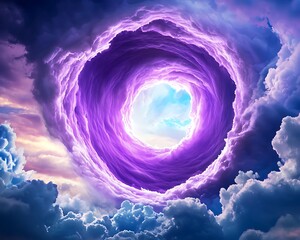 Mystical swirling clouds portal sky