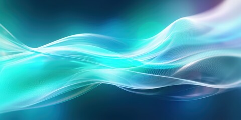 Fototapeta premium Abstract Teal and White Flowing Waves Digital Art Background Wallpaper