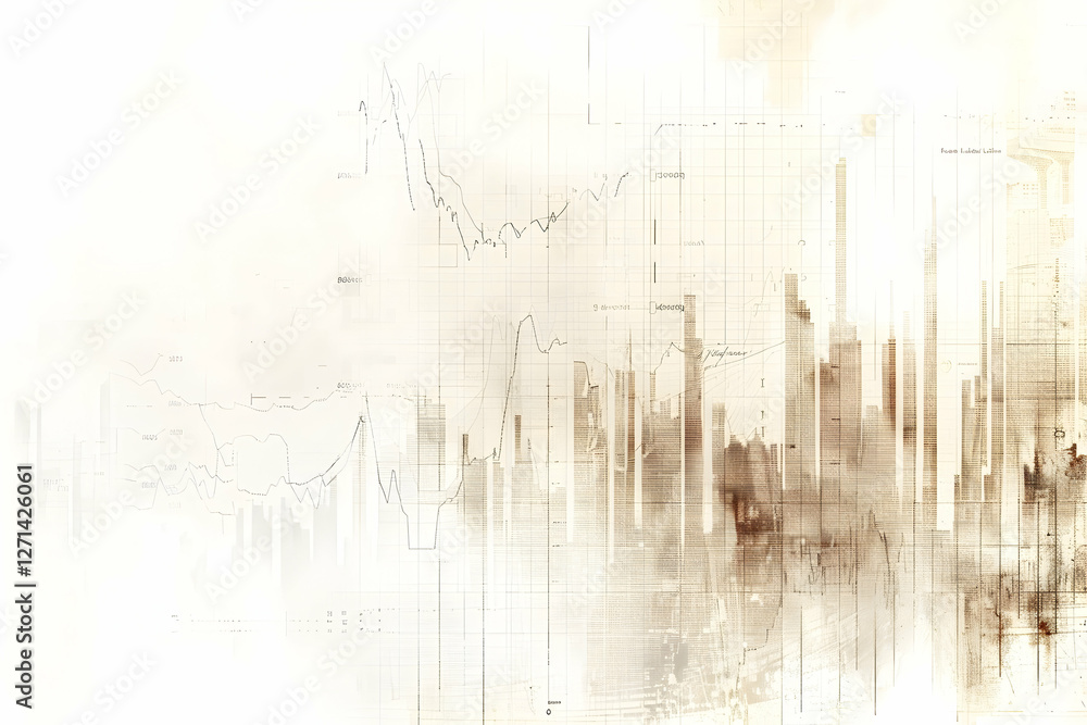 Poster abstract financial data visualization with charts and graphs, showcasing market trends and analysis