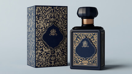 a sophisticated packaging mockup for a perfume line,