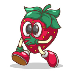 Funny doodle fruit cartoon with cute expression