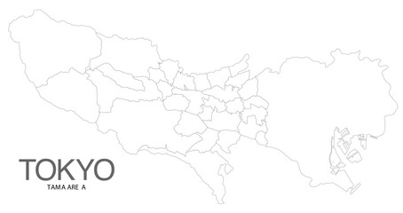 東京都白地図_多摩地区分け