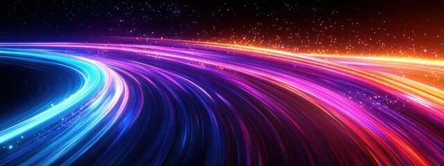 Fototapeta premium Abstract Light Trails Swirling Through the Cosmos A Symphony of Vibrant Colors and Dynamic Movement
