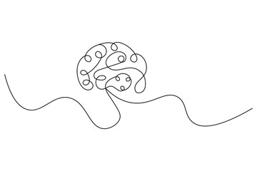 Human brain Continuous single line drawing of Vector illustration on a white background