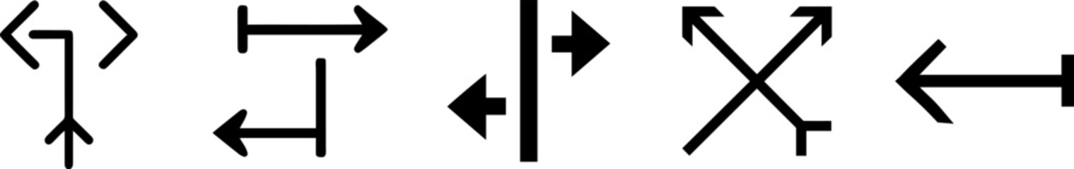 Obraz premium Arrows Set, Silhouette, and Line Art Vector Illustration