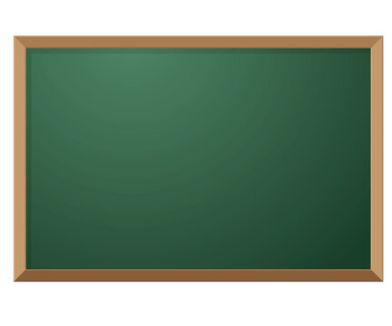 School chalkboard, empty template with wooden frame, green blackboard or classboard stock illustration