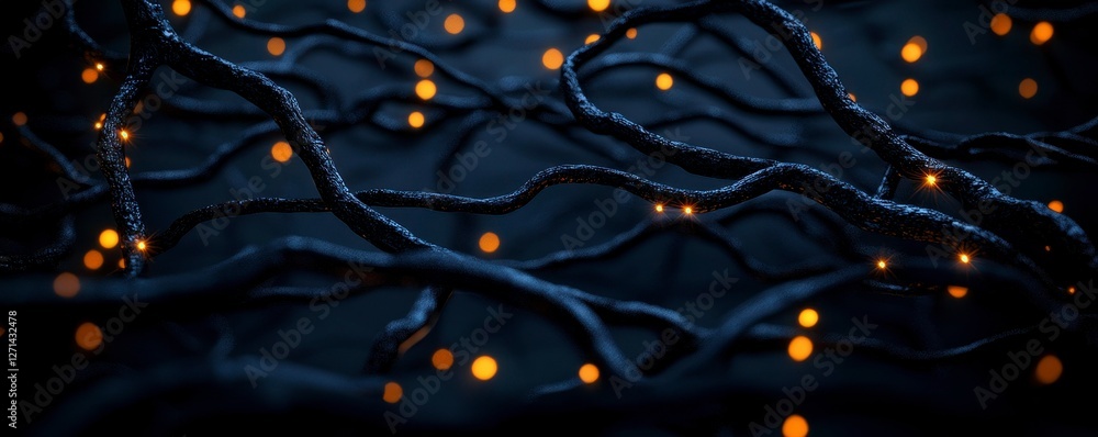 Aufkleber glowing neurons amidst dark neural network interconnections visualizing brain connectivity concept