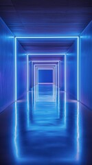 Bright neon light installation creating an ambient atmosphere in a contemporary hallway