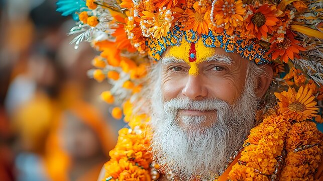 Historic cultural festival with religious ceremonies and vibrant traditions, depicting unity and spiritual celebration 