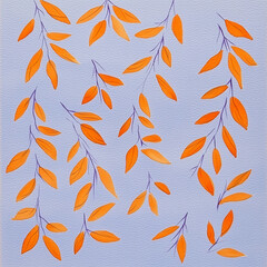 Orange leaves pattern on light purple background