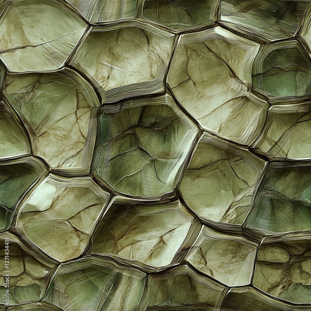 Poster Seamless Pattern Design Layered Turtle Shell Texture Soft and Sharp Alternating