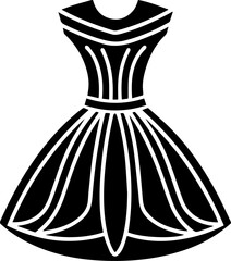 Women's dress icon, Silhouette, and Line Art Vector Illustration