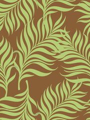 Jungle vector pattern with tropical leaves. Trendy summer print. Exotic seamless background.	
