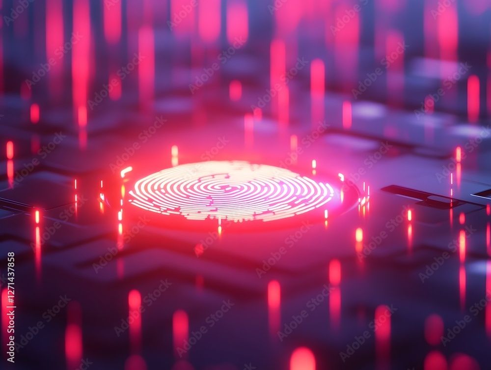 Leinwandbilder abstract technology design with red glowing patterns and circuits