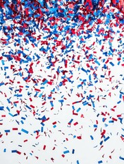 Obraz premium Festive Red White and Blue Confetti Celebration Background Image