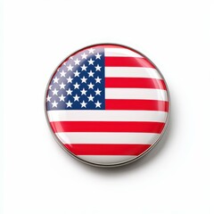American Flag Pin Patriotic Symbolism and Metal Rim Ornament Circle