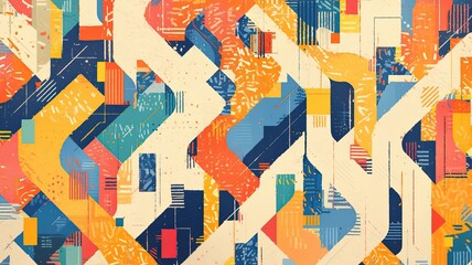 Abstract geometric pattern, vibrant colors, textured background, design element