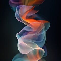 Naklejka premium Abstract vertical digital art with translucent flowing gradient shapes resembling smoke on black backdrop