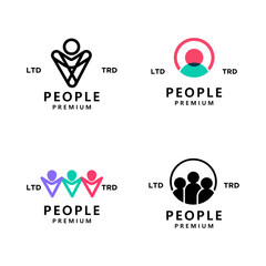 People abstract letter A logo icon design