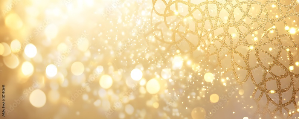 Poster abstract background features golden light bokeh and geometric design