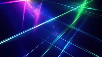 Glowing green blue neon laser lines abstract background. Futuristic hi-tech vector design.