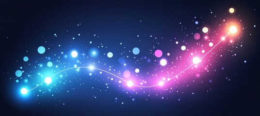 Obraz premium Abstract Glowing Wave of Light Particles A Vibrant and Colorful Design on a Dark Background