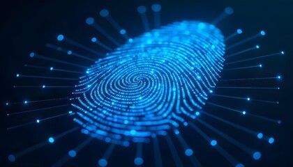 Digital Fingerprint Technology Concept with Glowing Lines and Security System