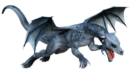 3D Rendering Fairy Tale Dragon on White